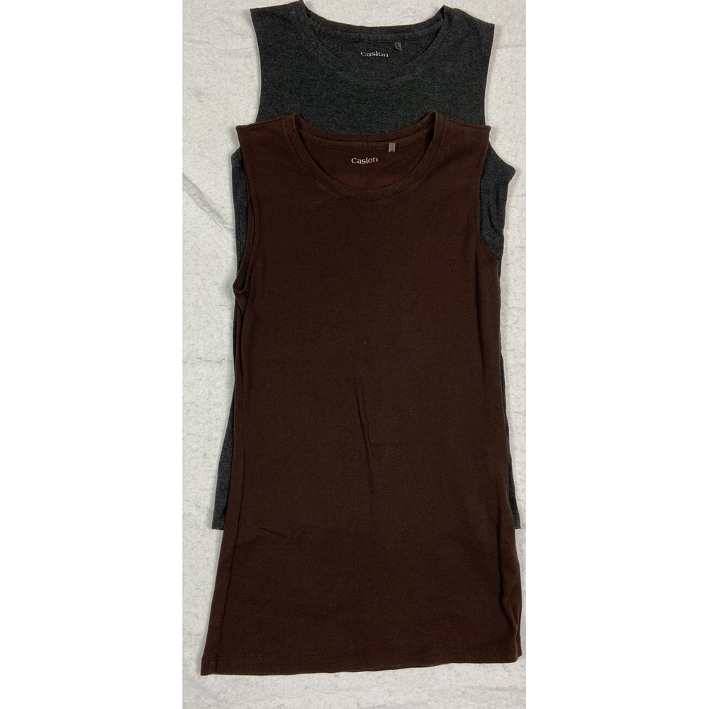 CASLON Tank Tops Lot of Two Gray and Brown Tank Size M